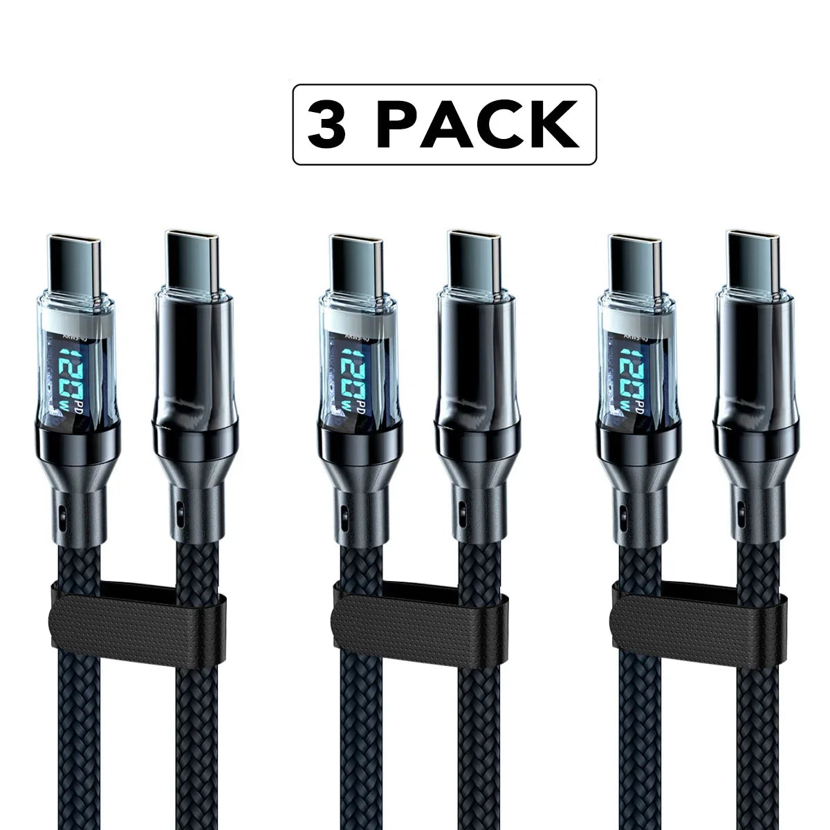 120W 5A USB-A to USB-C Fast Charging Cable with LCD Display